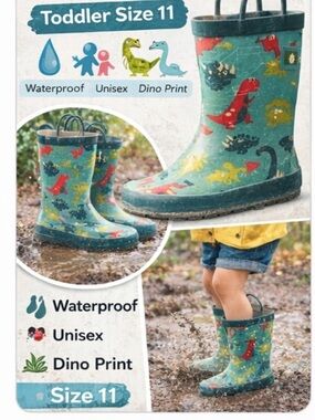 Oakiwear Rain Boots Toddler Size 11 Waterproof Kids Outdoor Mud Boots